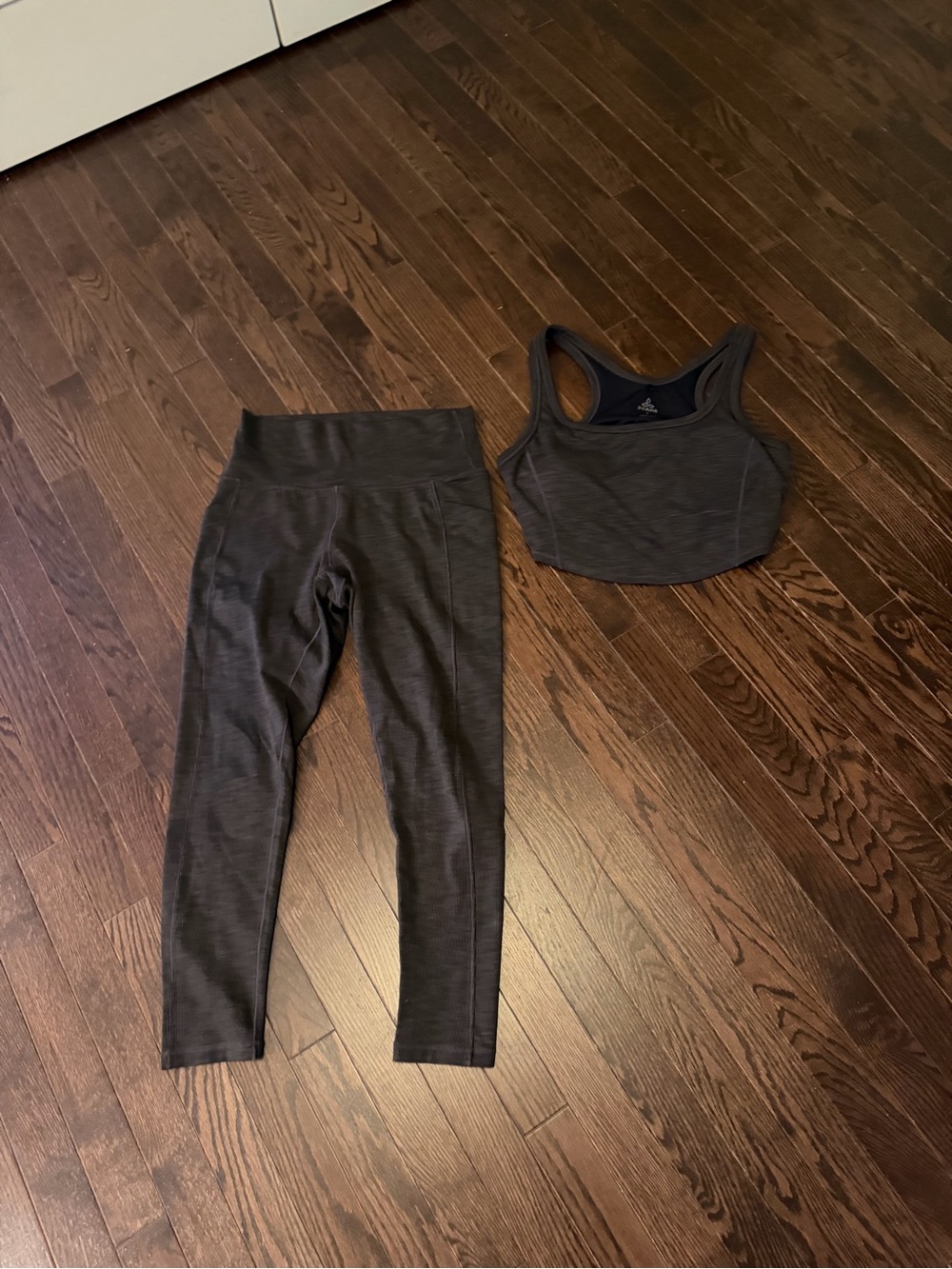 Prana Charcoal Gray Leggings and Crop Tank Set